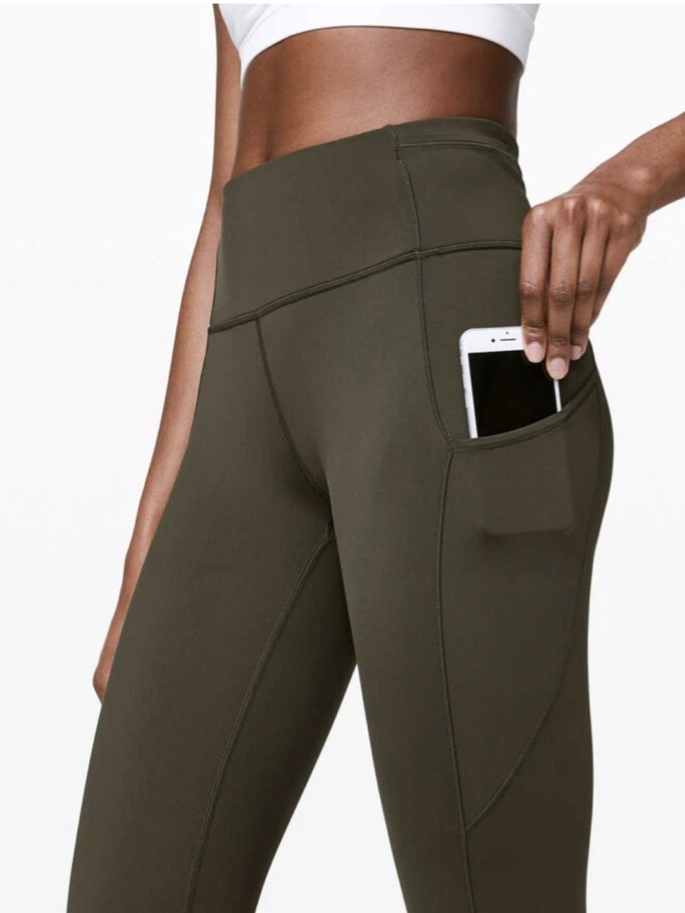 Lululemon Fast Free High Rise Crop Olive